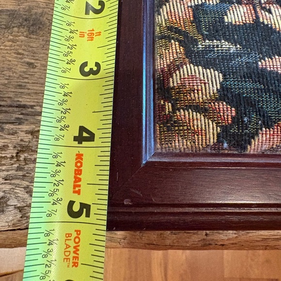 Vintage Wooden Jewelry Box with Floral Tapestry - Picture 10 of 12